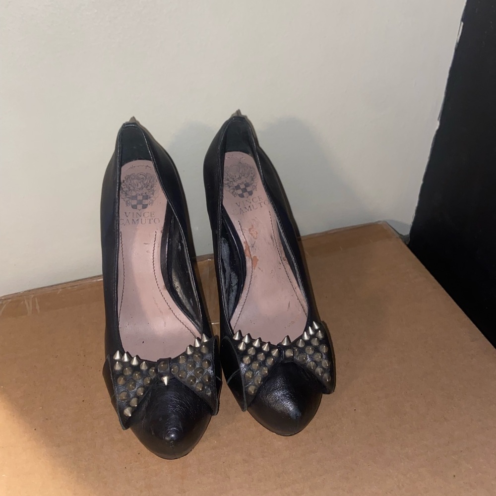 Vince Camuto Black Heeled Pumps with Studded Embellishments